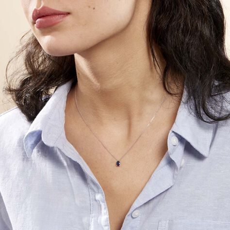 Collier Ovale Or Blanc Saphir - Colliers Femme | Histoire d’Or