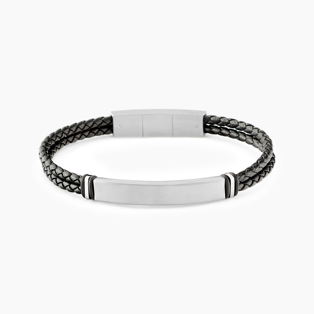 Bracelet Jourdan Cuir De Vache Noir - Bracelets Cuir Homme | Histoire d&rsquo;Or