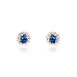 Boucles D'oreilles Puces Or Rose Maeva Topazes Oxydes De Zirconium - Clous d'oreilles Femme | Histoire d’Or