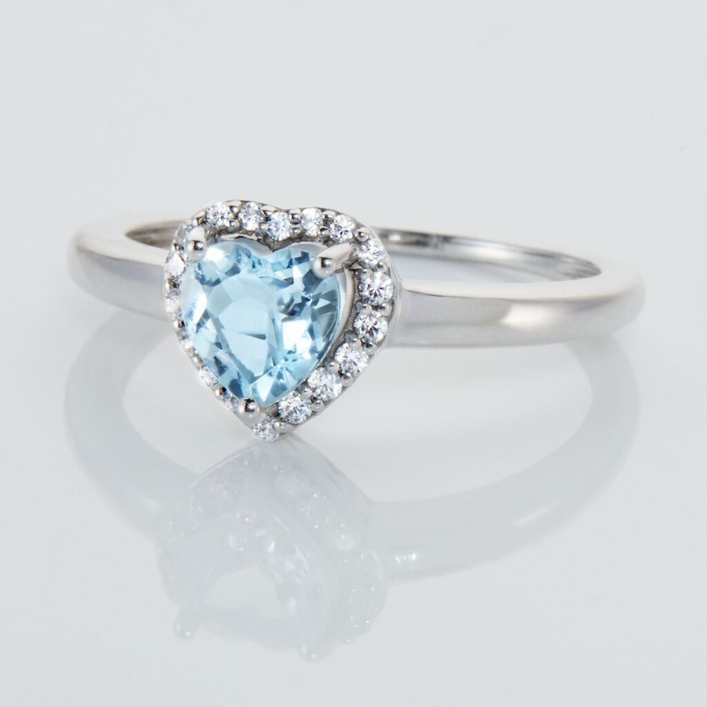 Bague Meliora Or Blanc Topaze Bleu Sky Oxyde De Zirconium - Bagues solitaires Femme | Histoire d’Or