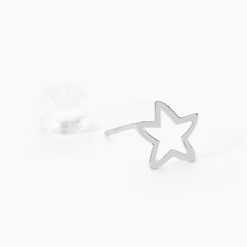 Boucles D'oreilles Puces Alphonsine Etoile De Mer Or Blanc - Clous d'oreilles Femme | Histoire d’Or