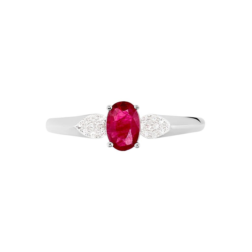 Bague Edgina Or Blanc Rubis Et Diamant - Bagues solitaires Femme | Histoire d&rsquo;Or