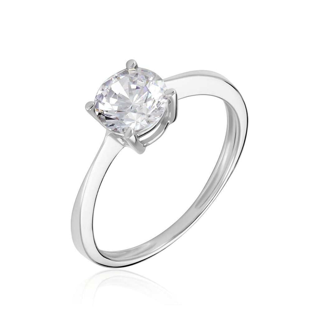 Bague Solitaire Abriel Or Blanc Oxyde De Zirconium - Bagues solitaires Femme | Histoire d’Or