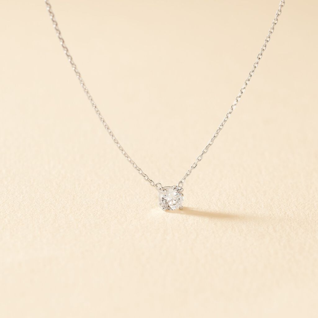 Collier Ponama Or Blanc Oxyde De Zirconium - Colliers Femme | Histoire d&rsquo;Or