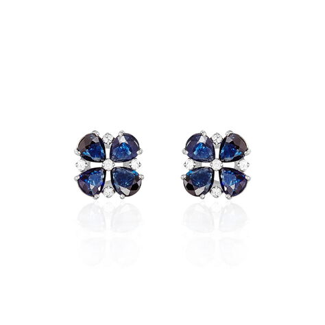 Boucles D'oreilles Puces Or Laura Blanc Saphir Et Diamant - Clous d'oreilles Femme | Histoire d’Or