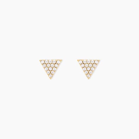 Boucles D'oreilles Puces Eloane Triangle Or Jaune Oxyde De Zirconium - Clous d'oreilles Femme | Histoire d&rsquo;Or