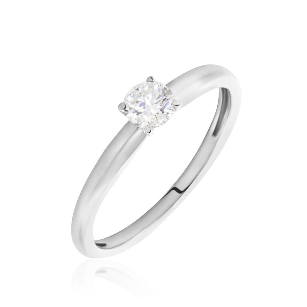 Bague Solitaire Flora Or Blanc Diamant - Bagues solitaires Femme | Histoire d&rsquo;Or