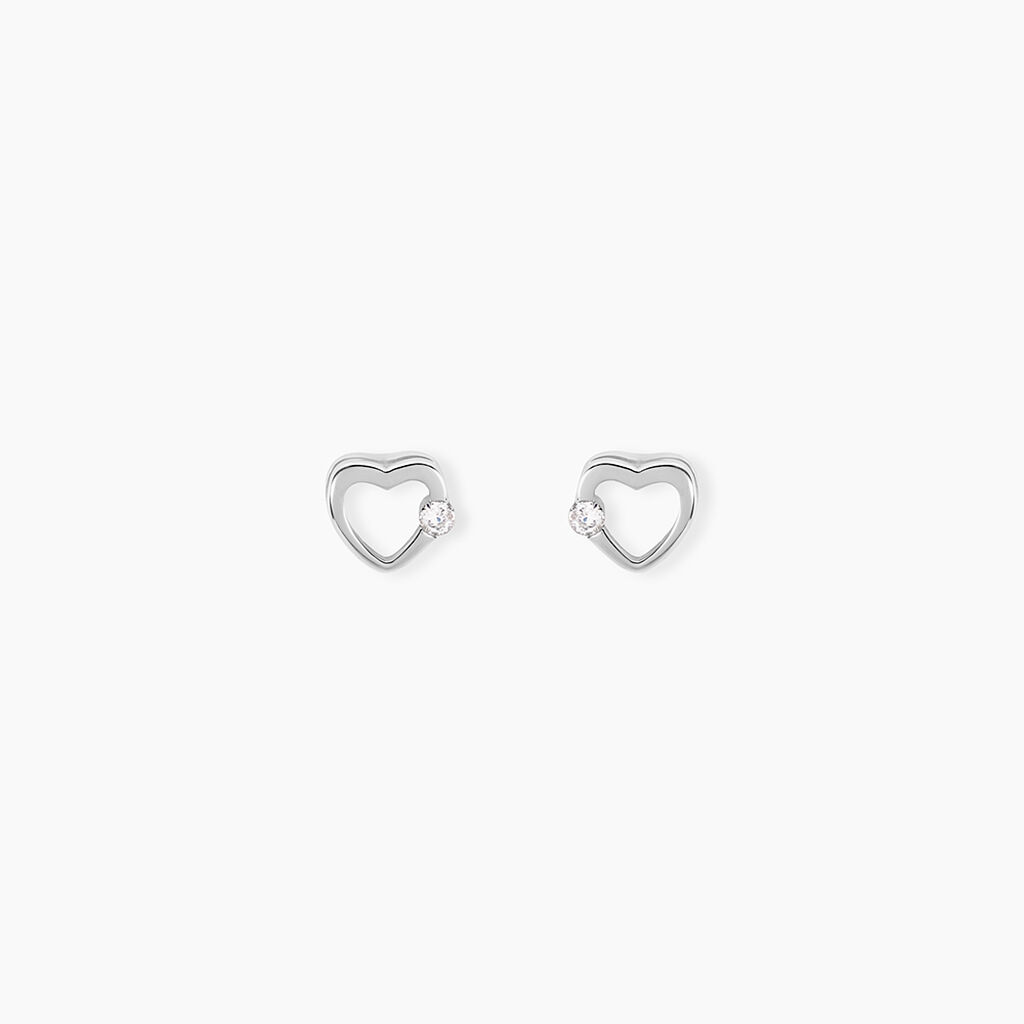 Boucles D'oreilles Puces Elyn Argent Blanc Oxyde De Zirconium - Boucles d'oreilles fantaisie Femme | Histoire d&rsquo;Or