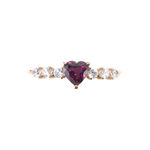 Bague Solitaire Accompagn&eacute; Or Rose Samanta Rhodolite - Bagues solitaires Femme | Histoire d&rsquo;Or