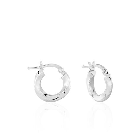 Créoles Argent Blanc Diane - Boucles d'oreilles créoles Femme | Histoire d’Or