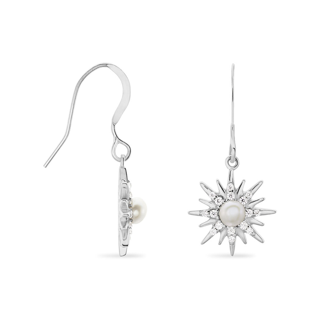 Boucles D'oreilles Pendantes Blanca Argent Blanc Perle De Culture - Boucles d'oreilles fantaisie Femme | Histoire d&rsquo;Or