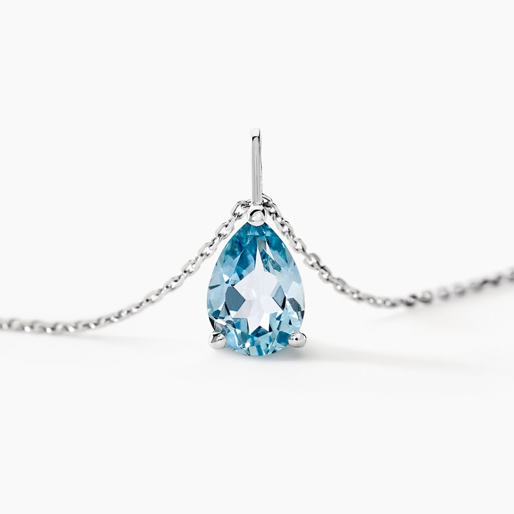 Collier Goutte Or Blanc Topaze - Colliers Femme | Histoire d’Or