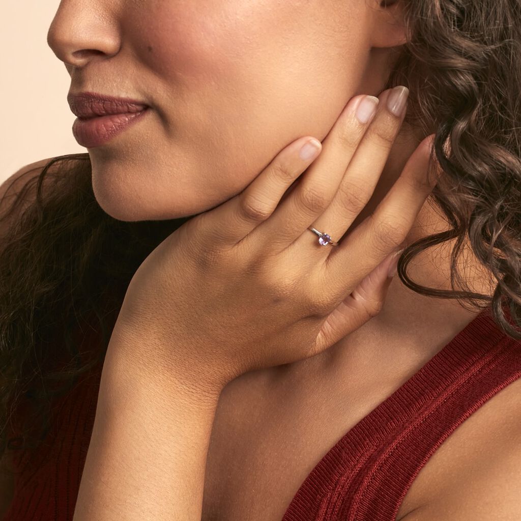 Bague Lily Or Blanc Amethyste - Bagues solitaires Femme | Histoire d’Or
