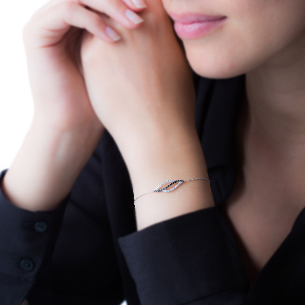 Bracelet Courbes Or Blanc Diamant - Bracelets Femme | Histoire d’Or