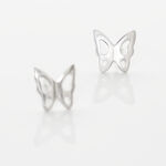 Boucles D'oreilles Puces Bartholomee Papillon Or Blanc - Clous d'oreilles Femme | Histoire d&rsquo;Or