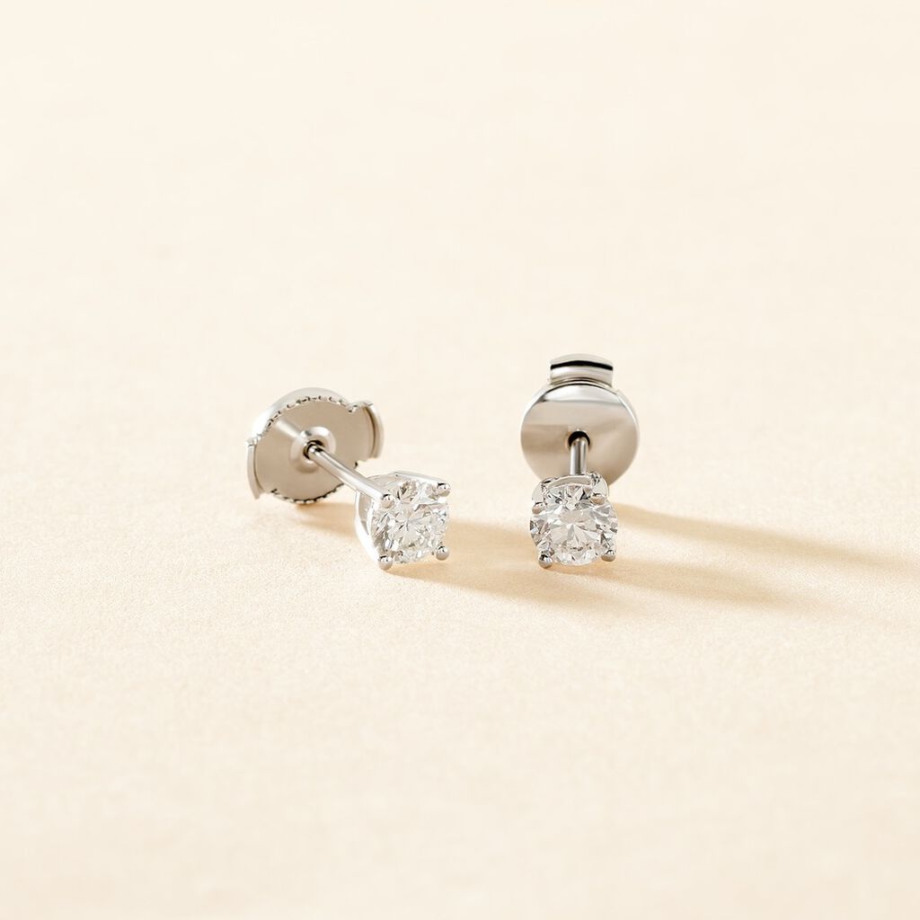 Boucles D'oreilles Puces One Or Blanc Diamants - Clous d'oreilles Homme | Histoire d&rsquo;Or