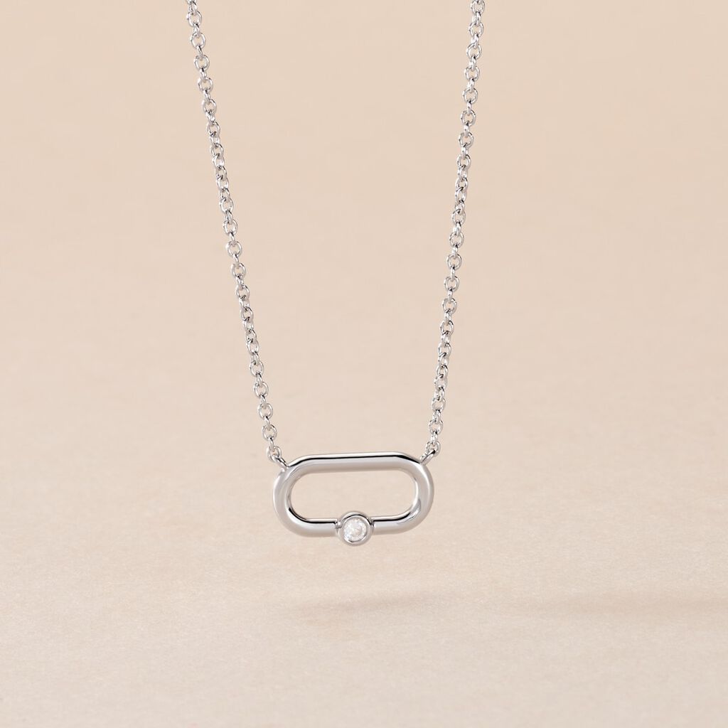 Collier Infini Pop Argent Blanc Oxyde De Zirconium - Colliers fantaisie Femme | Histoire d’Or