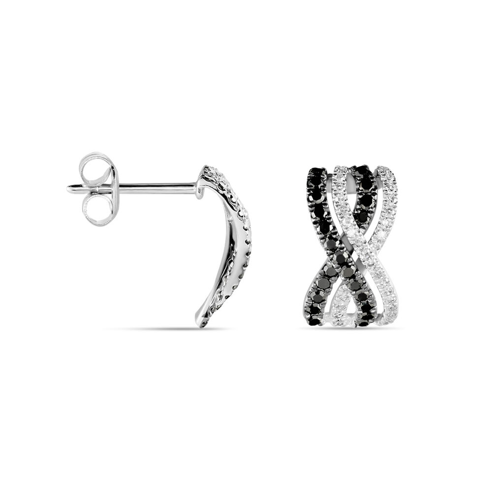 Boucles D'oreilles Puces Julianne Or Blanc Diamant - Boucles d'oreilles pierres pr&eacute;cieuses Femme | Histoire d&rsquo;Or