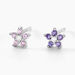 Boucles D'oreilles Puces Purple Bloom Argent Blanc Oxyde De Zirconium
