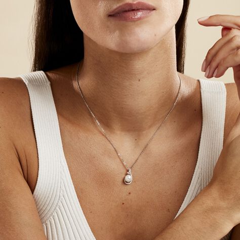Collier Cyrana Argent Blanc Perle De Culture Et Oxyde De Zirconium - Colliers fantaisie Femme | Histoire d’Or
