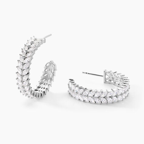 Créoles Jovan Argent Blanc Oxyde De Zirconium - Boucles d'oreilles créoles Femme | Histoire d’Or