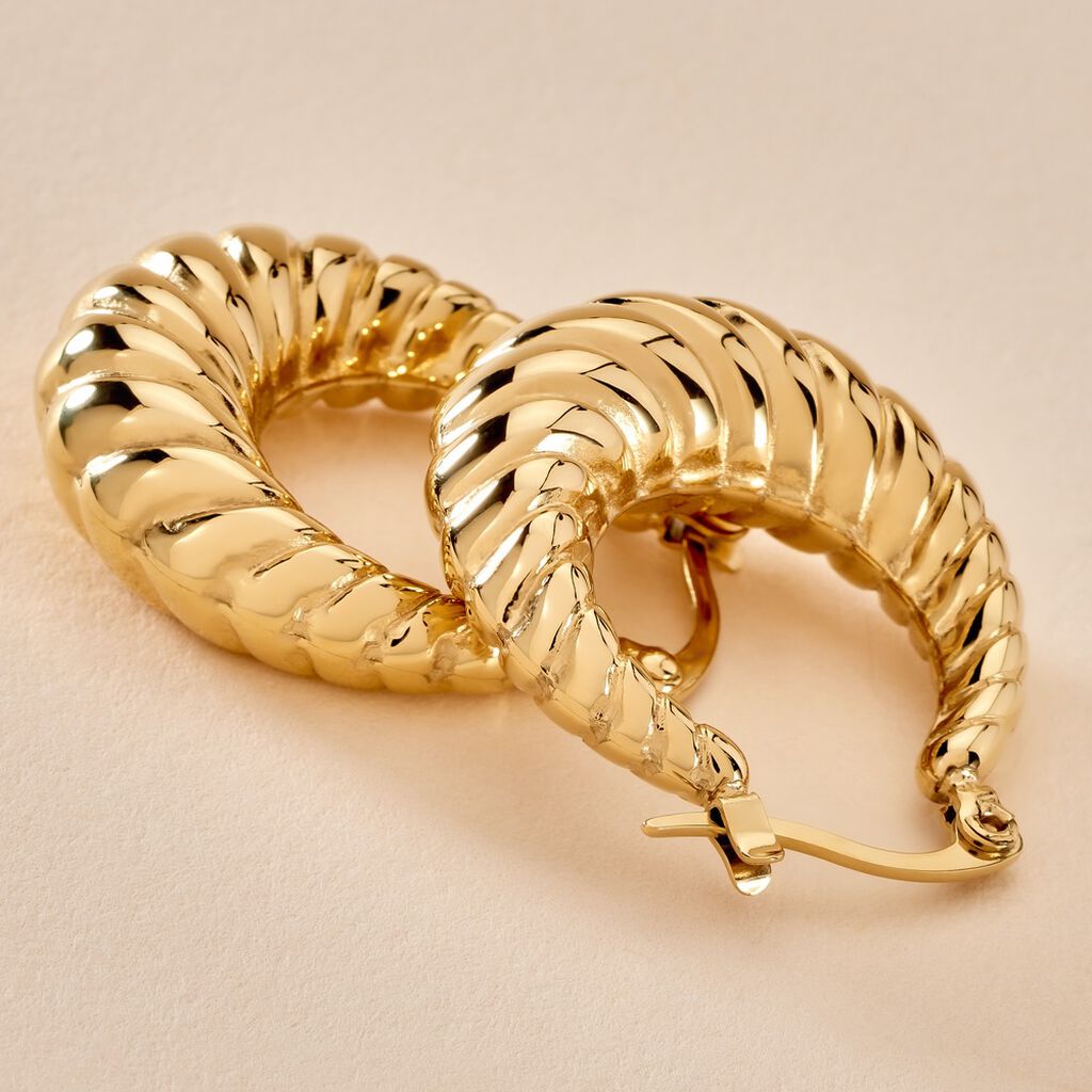 Créoles Clive Acier Doré - Boucles d'oreilles créoles Femme | Histoire d’Or