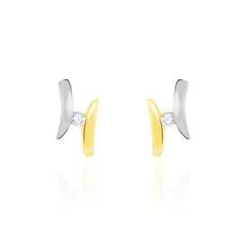 Boucles D'oreilles Pendantes Ascagne Or Bicolore Oxyde De Zirconium - Boucles d'oreilles pendantes Femme | Histoire d’Or