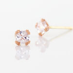 Boucles D'oreilles Puces Doreen Carre Or Rose Oxyde De Zirconium - Clous d'oreilles Femme | Histoire d&rsquo;Or