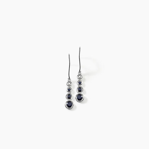 Boucles D'oreilles Pendantes Josephine Or Blanc Saphir Et Diamant - Boucles d'oreilles pendantes Femme | Histoire d’Or