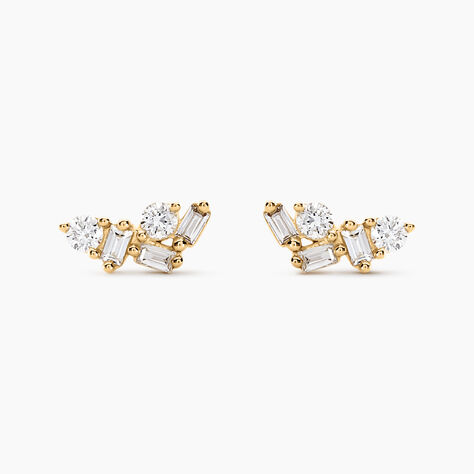 Boucles D'oreilles Puces Gemariah Or Jaune Diamant Synthétique - Clous d'oreilles Femme | Histoire d’Or