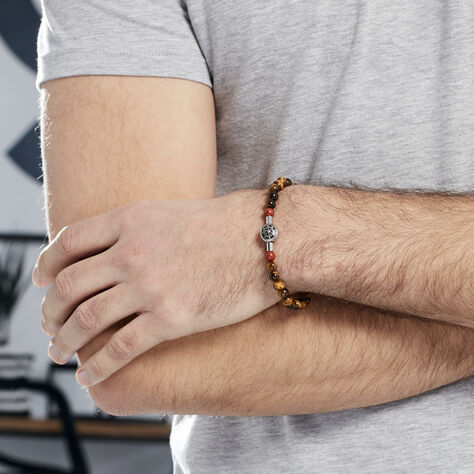 Bracelet Houria Acier Blanc Pierre De Synthese Et Olivine - Bracelets Homme | Histoire d’Or