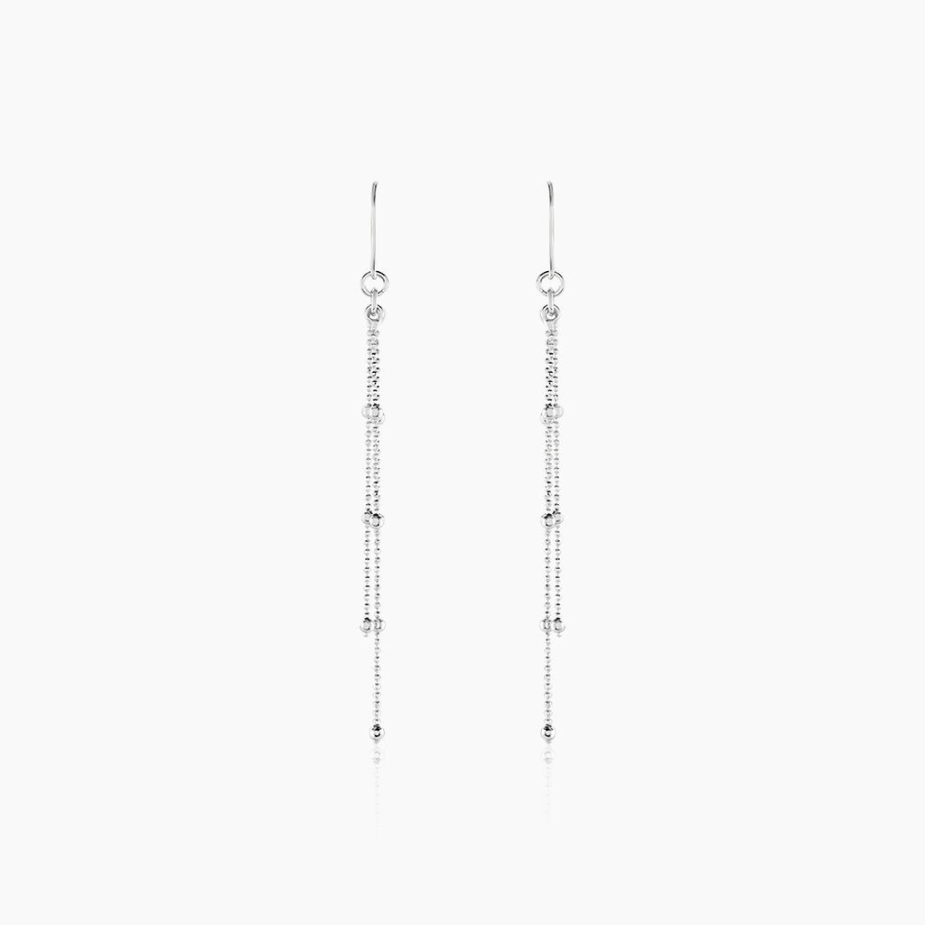Boucles D'oreilles Pendantes La&iuml;a Argent Blanc - Piercings d'oreilles Femme | Histoire d&rsquo;Or