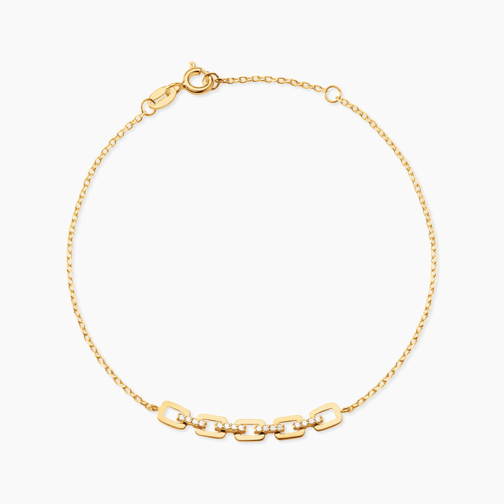 Bracelet Cinthya Argent Dor&eacute; A L'Or 750/1000 Oxyde De Zirconium - Bracelets Pierre Femme | Histoire d&rsquo;Or