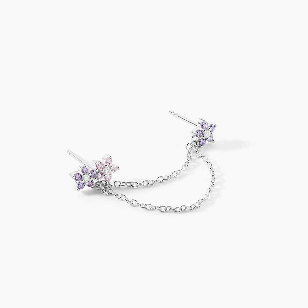 Bijou D'oreille Unitaire Purple Bloom Argent Blanc Oxyde De Zirconium - Boucles d'oreilles fantaisie Femme | Histoire d’Or