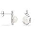 Boucles D'oreilles Puces Cyrana Argent Blanc Perle De Culture Et Oxyde - Boucles d'oreilles fantaisie Femme | Histoire d’Or