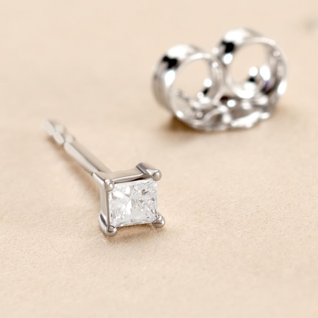 Boucle D'oreille Puces Myralie Or Blanc Diamant - Clous d'oreilles Femme | Histoire d&rsquo;Or