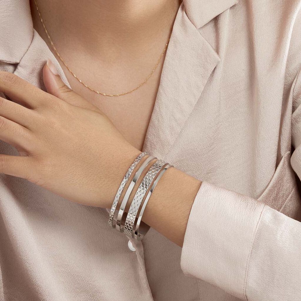Bracelet Jonc Abram Acier Blanc - Bracelets Femme | Histoire d’Or