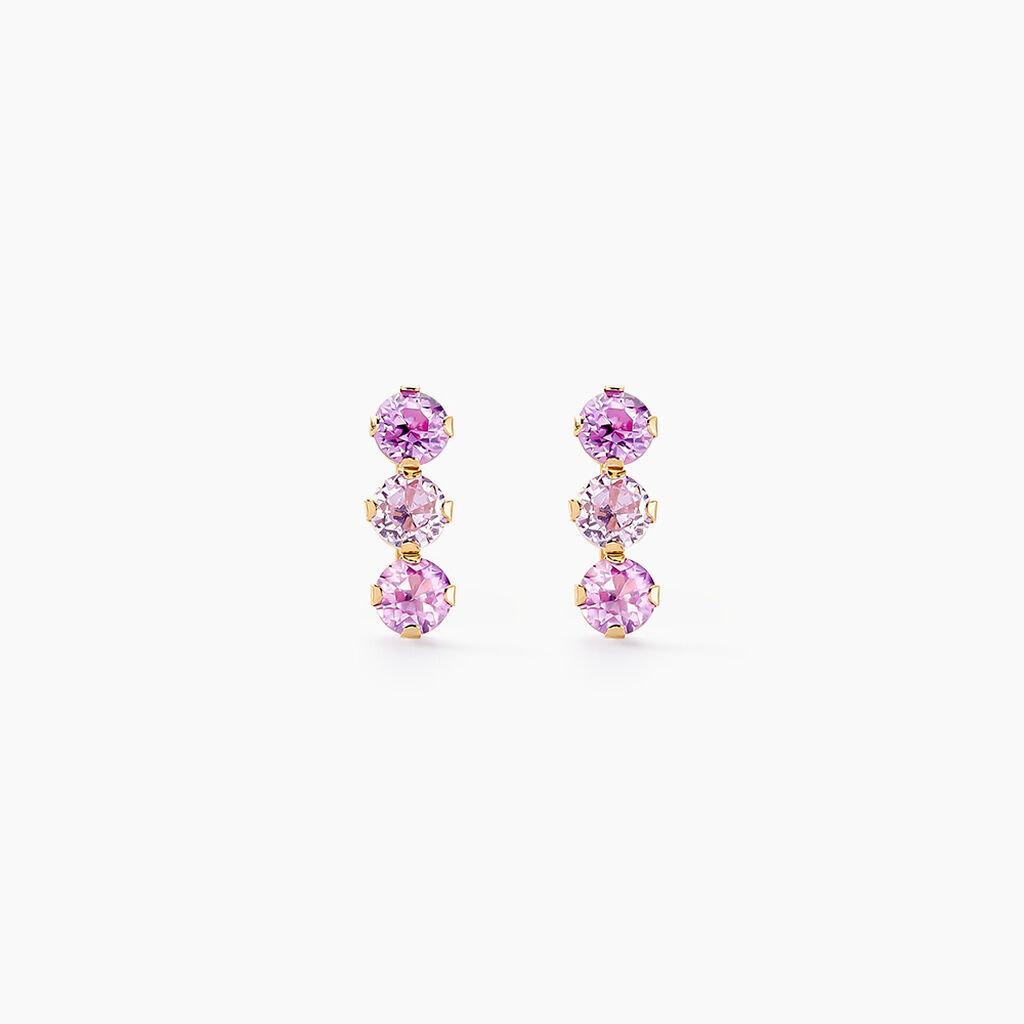 Boucles D'oreilles Puces Trystan Or Jaune Oxyde De Zirconium - Clous d'oreilles Famille | Histoire d’Or