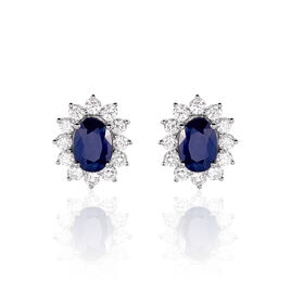 Boucles D'oreilles Puces Vladimir Or Blanc Saphir Et Diamant - Clous d'oreilles Femme | Histoire d’Or