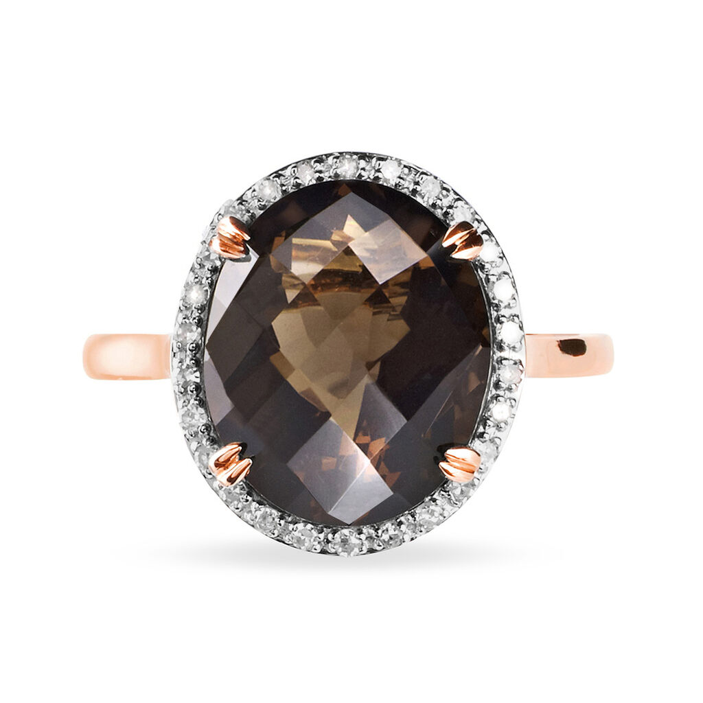 Bague Anna Or Rose Quartz Et Diamant - Bagues solitaires Femme | Histoire d&rsquo;Or