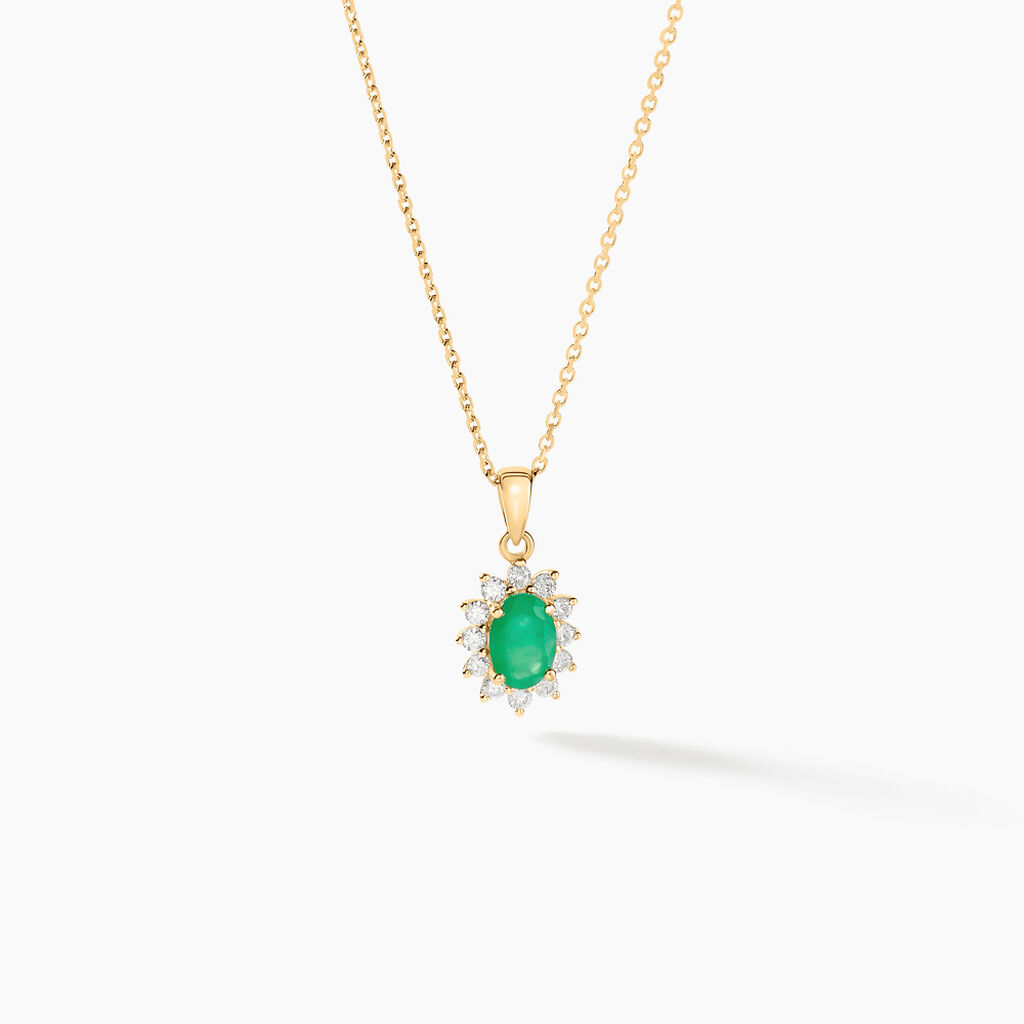 Pendentif Or Jaune Emeraude Diamants - Pendentifs Femme | Histoire d’Or