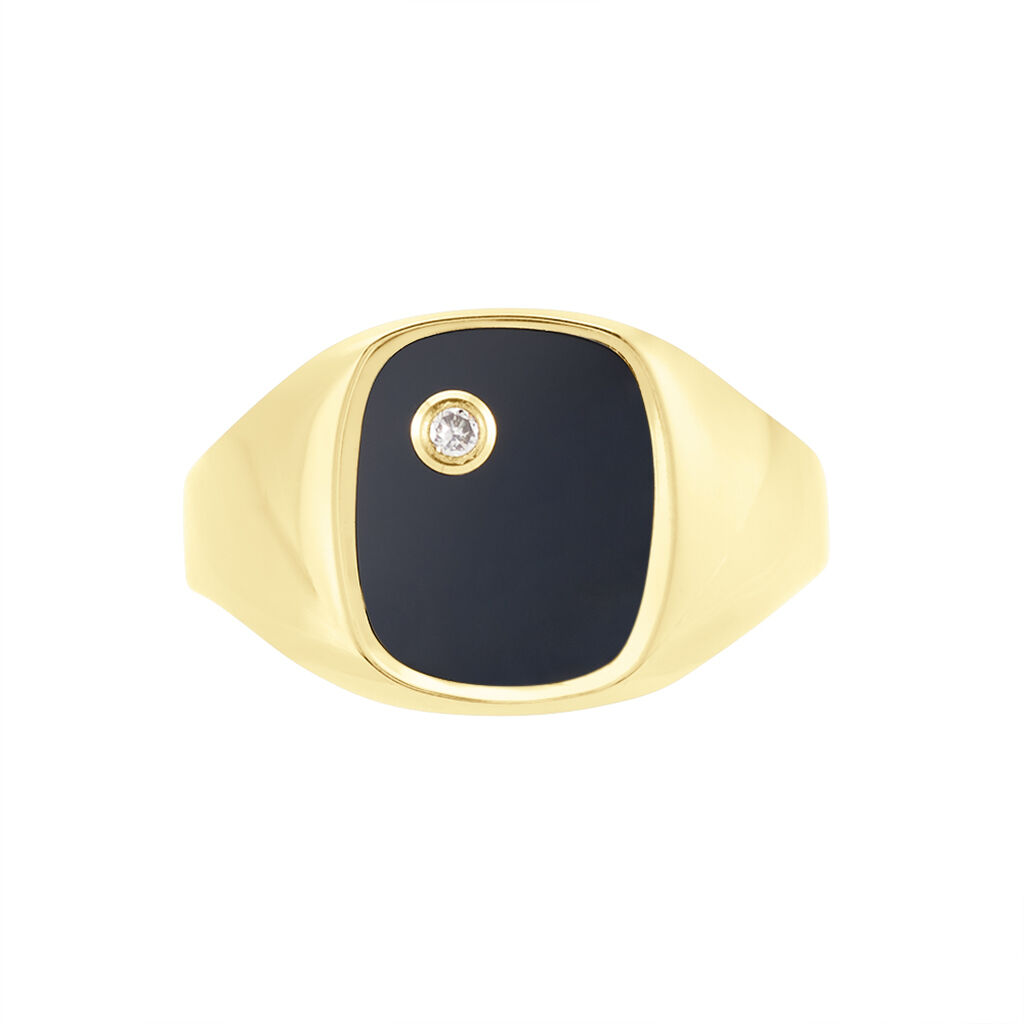 Chevalière Glynn Or Jaune Onyx Diamant - Chevalières Homme | Histoire d’Or