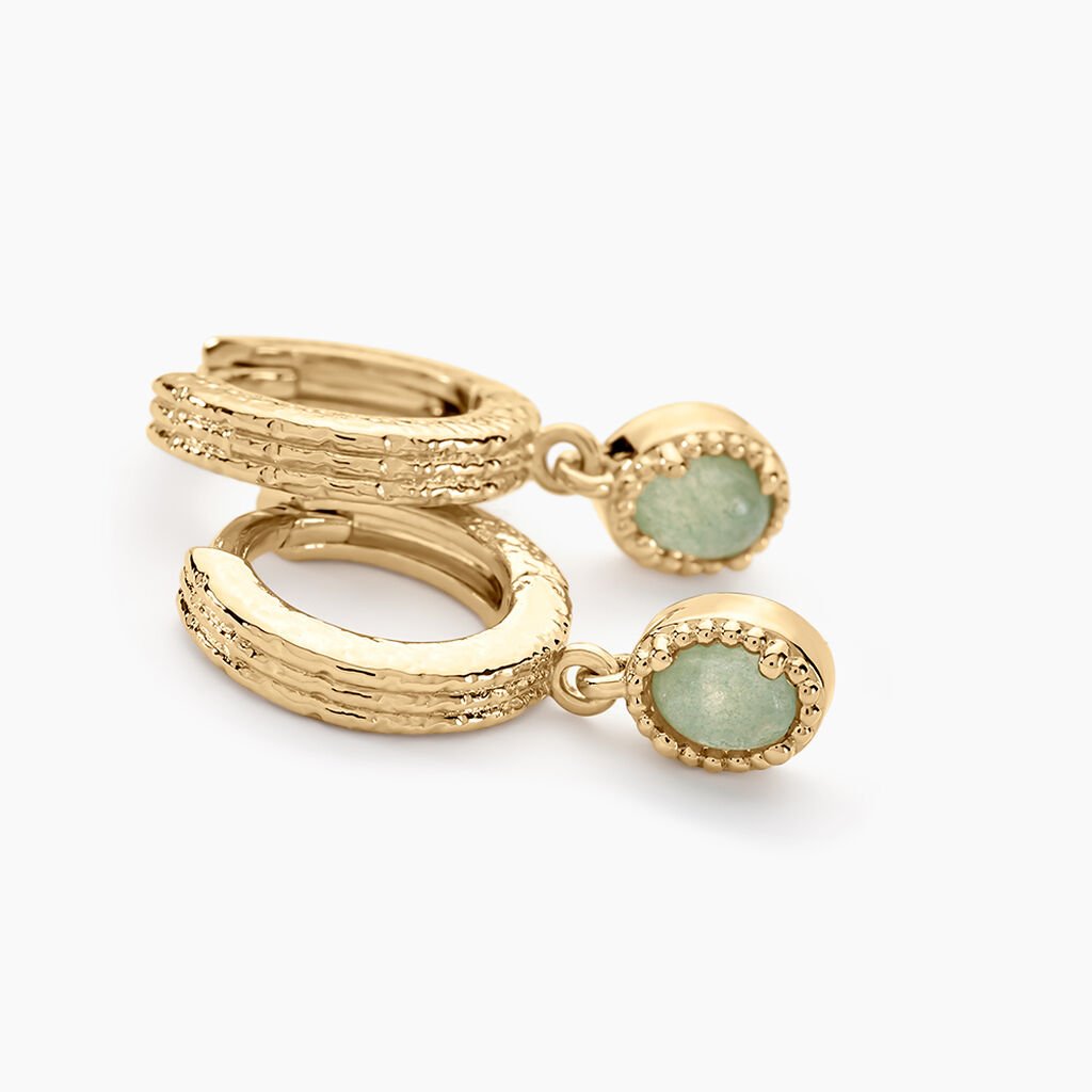 Créoles Ensoleillée Plaqué Or Jaune Aventurine - Boucles d'oreilles créoles Femme | Histoire d’Or