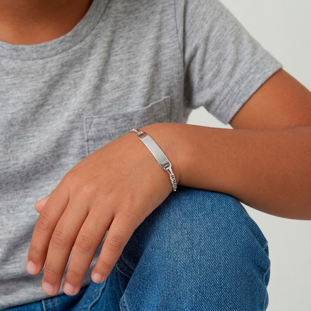 Bracelet Identit&eacute; Fanelia Or Blanc - Bracelets Communion Enfant | Histoire d&rsquo;Or