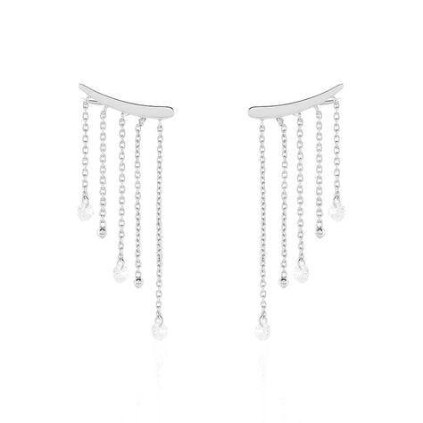 Boucles D'oreilles Pendantes Cainan Argent Blanc Oxyde De Zirconium - Boucles d'oreilles fantaisie Femme | Histoire d&rsquo;Or
