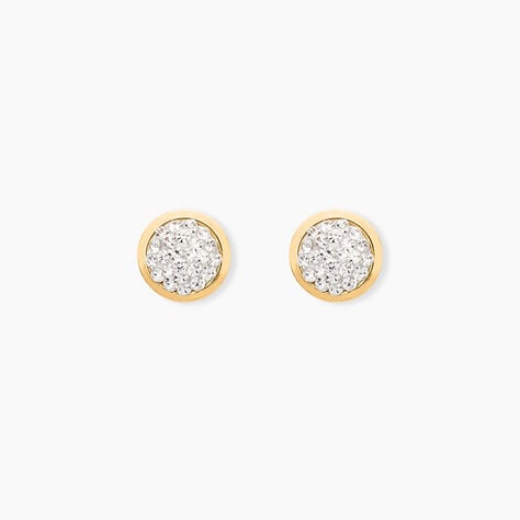 Boucles D'oreilles Puces Edmee Cercle 0 Or Jaune Strass - Clous d'oreilles Femme | Histoire d&rsquo;Or