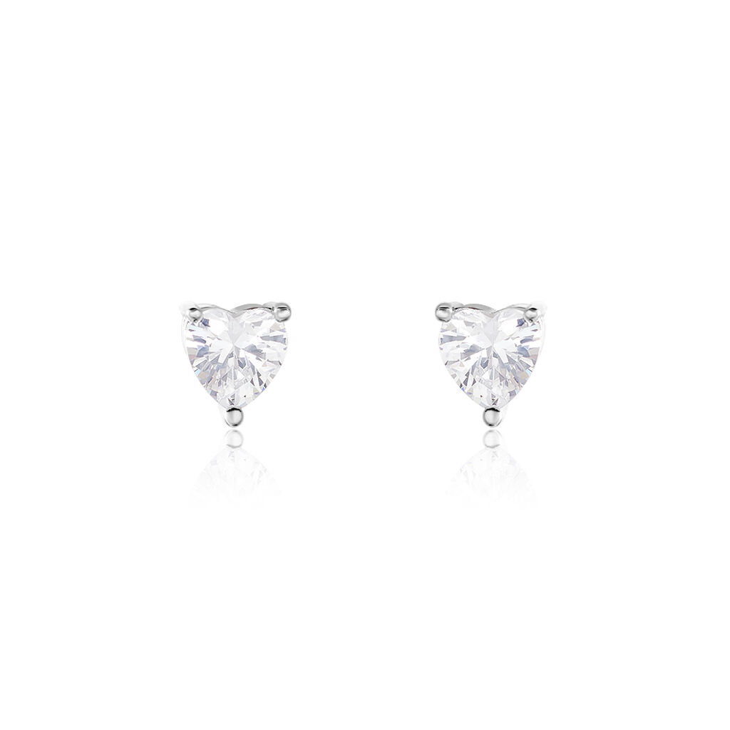 Boucles D'oreilles Puces Breana Argent Blanc Oxyde De Zirconium - Boucles d'oreilles fantaisie Femme | Histoire d&rsquo;Or