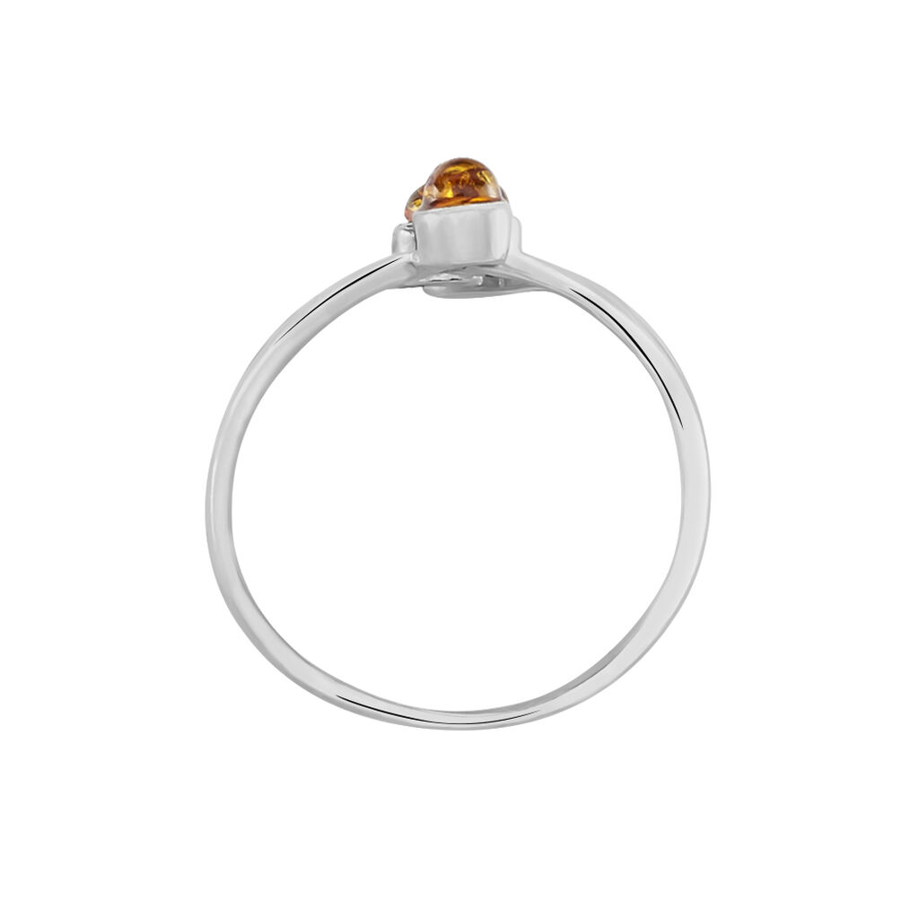 Bague Argent Blanc Accorus Ambre - Bagues avec pierre Femme | Histoire d’Or