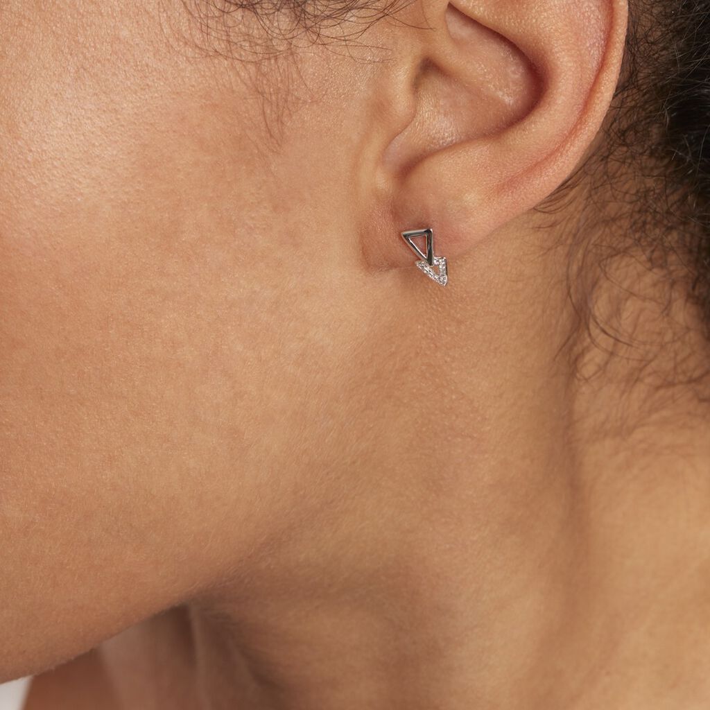 Boucles D'oreilles Puces Joy Or Blanc Diamant - Clous d'oreilles Femme | Histoire d’Or