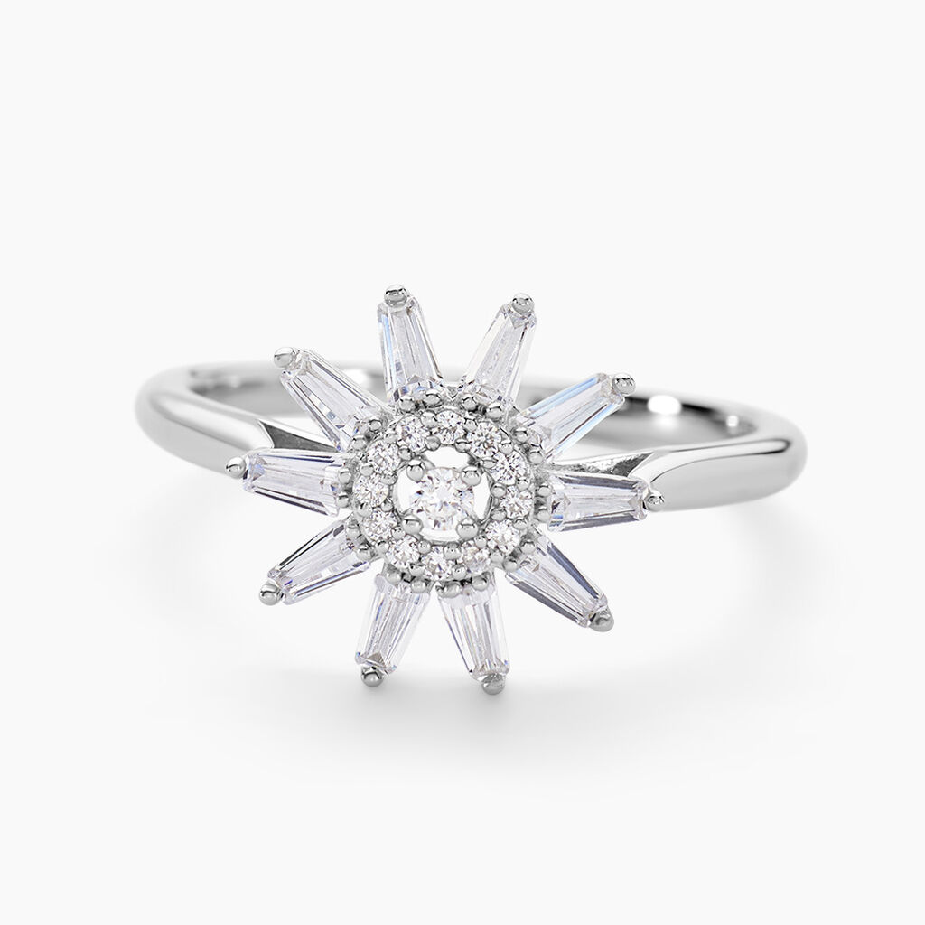 Bague Daisy Argent Blanc Oxyde De Zirconium - Bagues avec pierre Femme | Histoire d’Or
